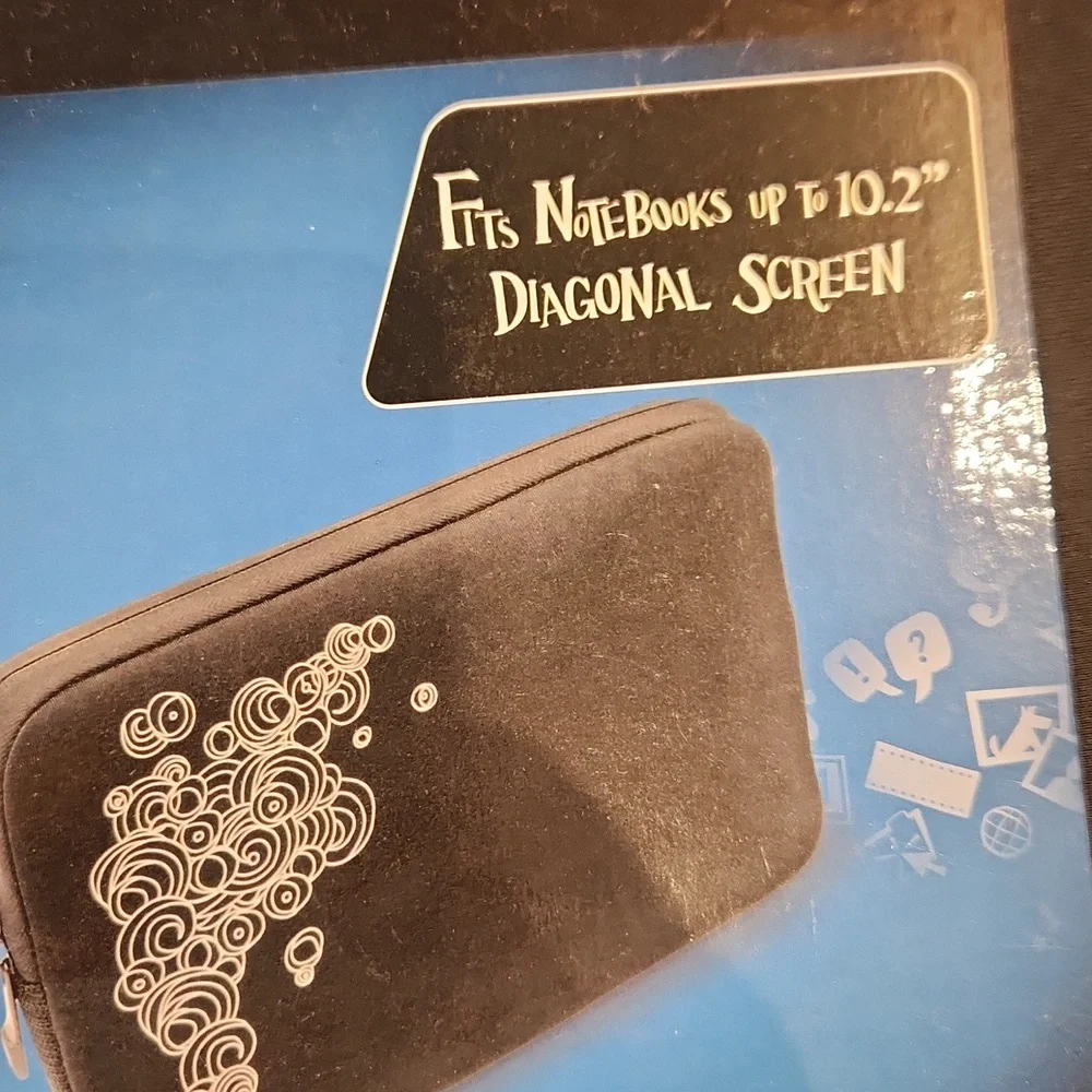 NWT HP Mini Sleeve Black with Swirl Design Fits Notebooks Up To 10.2